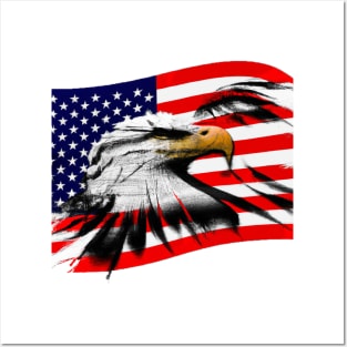 Patriotic Eagle American Flag Posters and Art